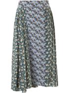Marni Floral Print Pleated Skirt, Women's, Size: 40, Yellow, Silk