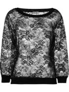 Saint Laurent Floral Lace Sweatshirt, Women's, Size: 38, Black, Polyester/polyamide/silk