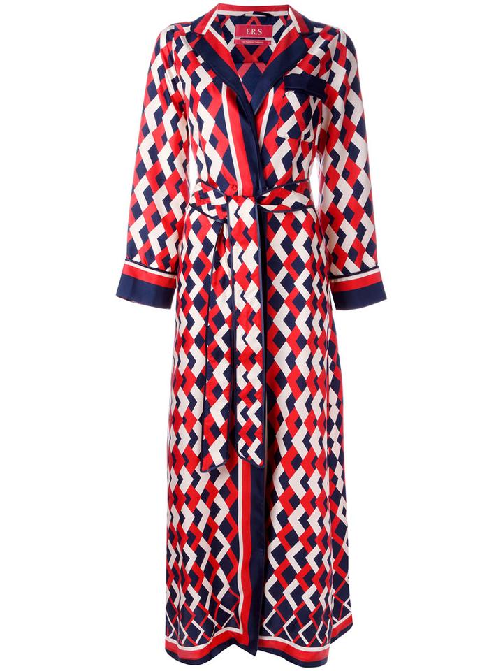 F.r.s For Restless Sleepers Geometric Pattern Kimono Coat, Women's, Size: Xs, Black, Silk