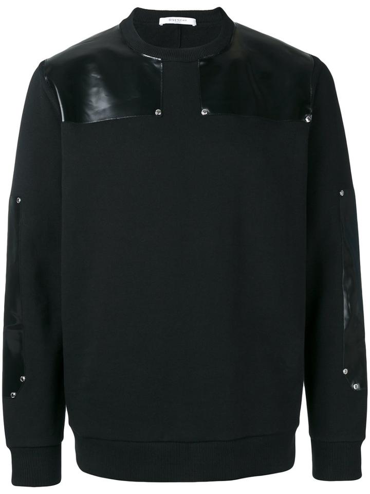 Givenchy Eco Leather Patch Sweatshirt, Men's, Size: Large, Black, Cotton