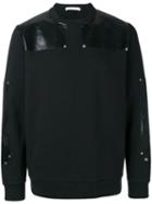 Givenchy Eco Leather Patch Sweatshirt, Men's, Size: Large, Black, Cotton