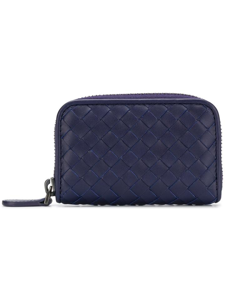 Bottega Veneta Navy Intrecciato Nappa Coin Purse - Blue