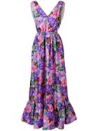 Msgm Floral Print Long-length Dress - Pink & Purple