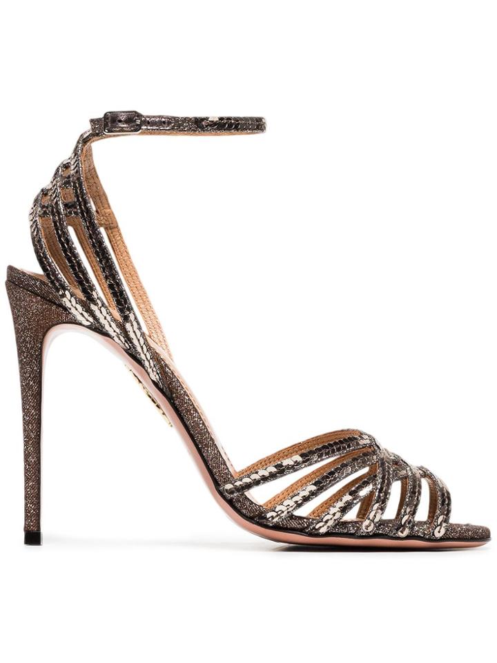 Aquazzura Metallic Studio 105 Sequin Leather Sandals