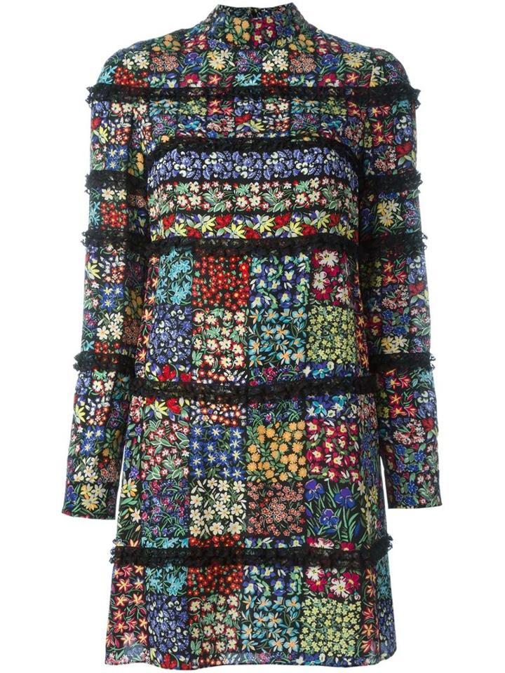 Valentino Floral Print Dress, Women's, Size: 40, Black, Silk/cotton/polyamide