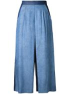 Guild Prime Flared Cropped Trousers, Women's, Size: 36, Blue, Tencel
