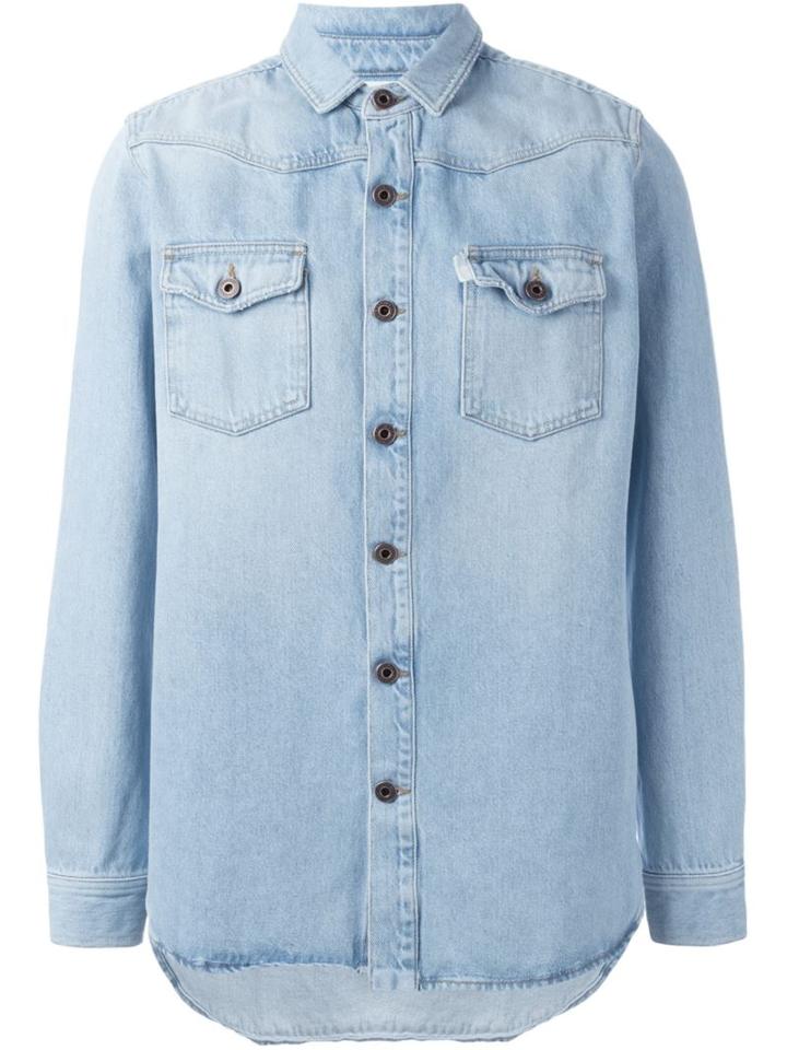 Off-white Brushed Denim Shirt, Men's, Size: Xl, Blue, Cotton