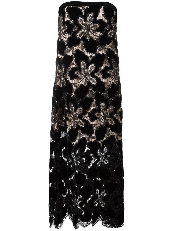 Giorgio Armani Slip Floral Pattern Gown - Black