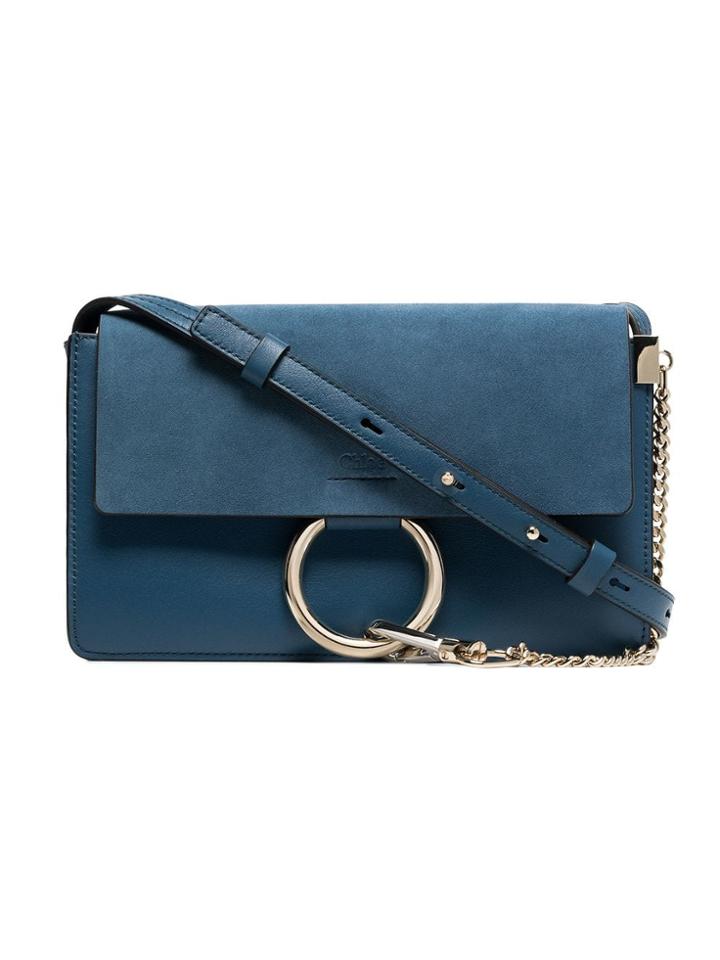 Chloé Blue Faye Small Suede Leather Shoulder Bag