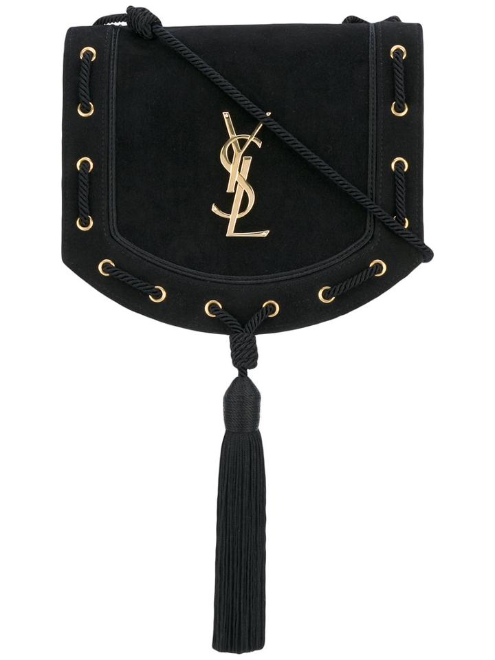 Monogramme Medium Satchel - Women - Cotton/suede - One Size, Black, Cotton/suede, Saint Laurent