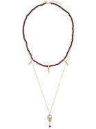 Iosselliani Puro Satyr Red Agate Double Necklace - Metallic