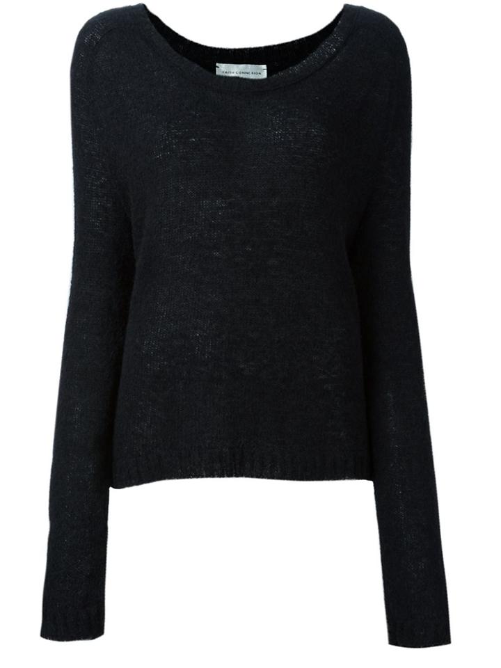 Faith Connexion Ribbed Round Neck Pullover - Black