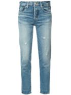 Moussy Tapered Cropped Jeans, Women's, Size: 31, Blue, Cotton