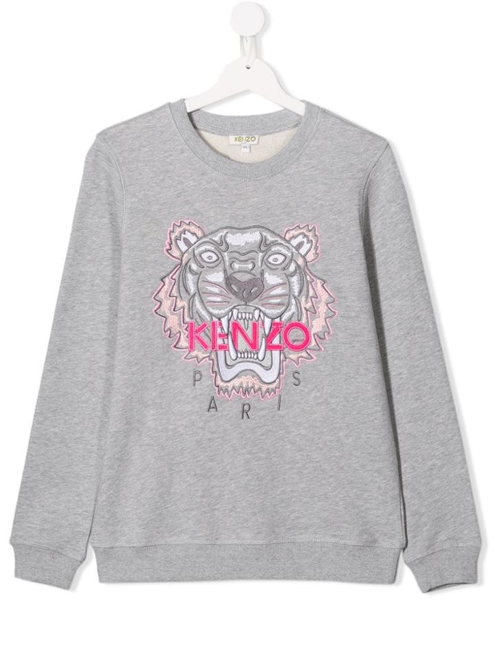 Kenzo Kids Tiger Embroidered Sweater - Grey