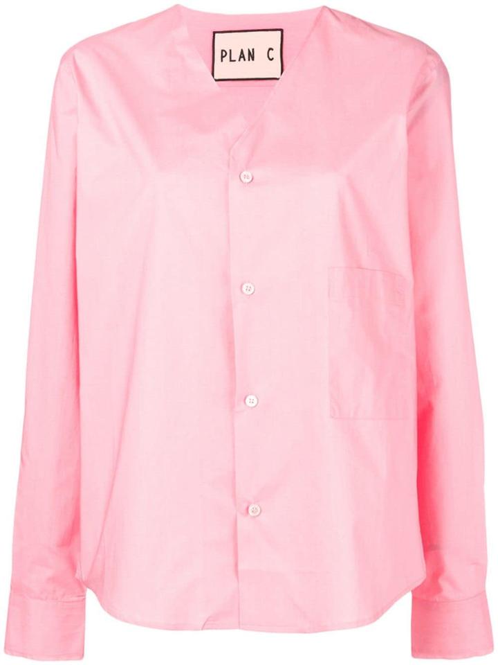 Plan C V-neck Loose-fit Shirt - Pink