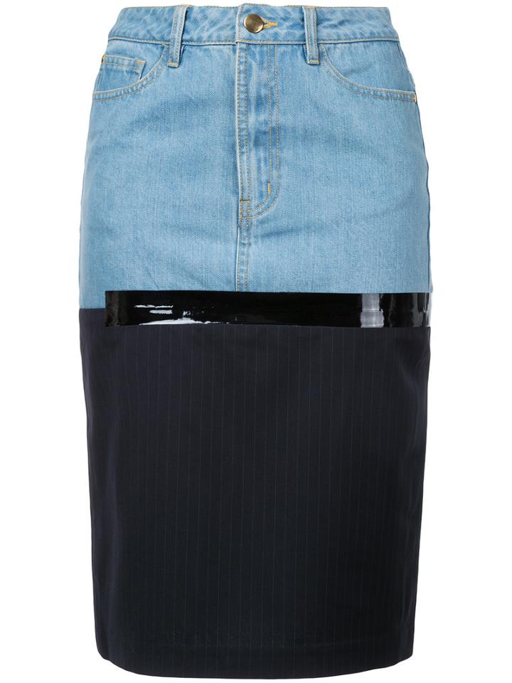 Each X Other - Midi Denim Skirt - Women - Cotton - Xs, Blue, Cotton