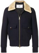 Ami Paris Shearling-trimmed Aviator Jacket - Blue