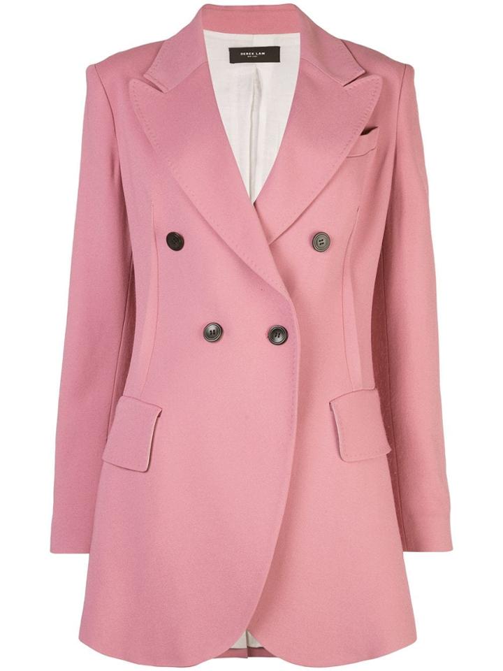Derek Lam Double Breasted Stretch Crepe Blazer - Pink