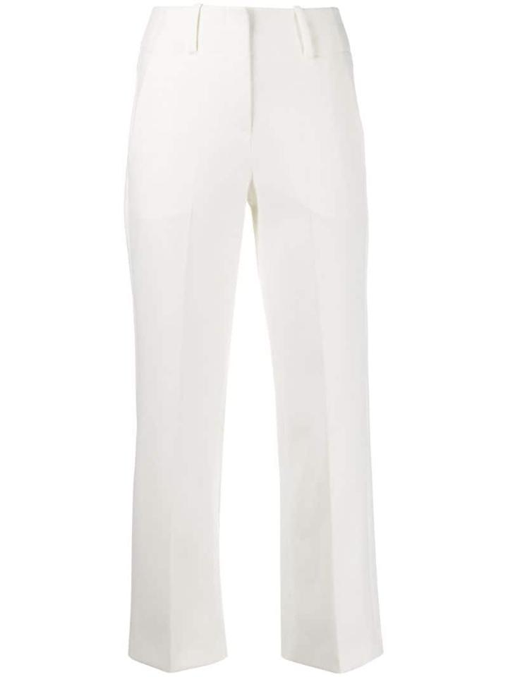 Alysi Twill Kick Flare Trousers - White