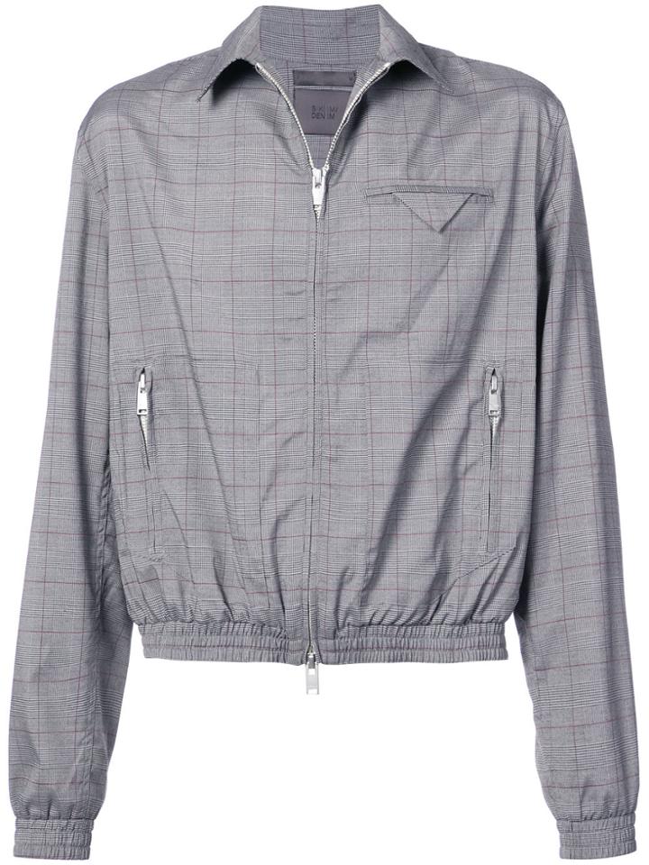 Siki Im Grid Print Bomber Jacket - Grey