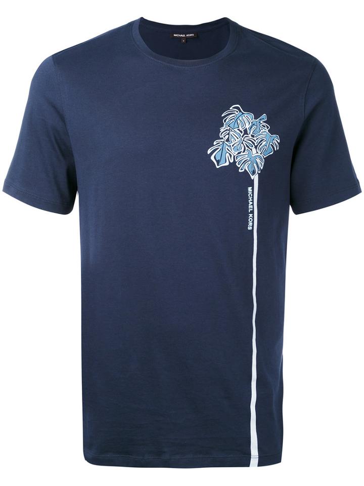 Michael Kors - Plant Print T-shirt - Men - Cotton - Xxl, Blue, Cotton