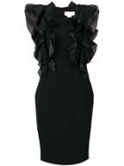 Genny Ruffled Sleeve Midi Dress - Black