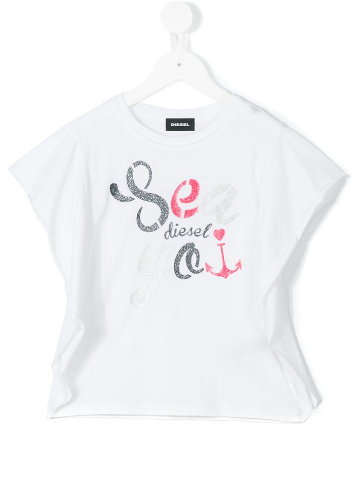 Diesel Kids - Short Sleeve Print Top - Kids - Cotton - 5 Yrs, White