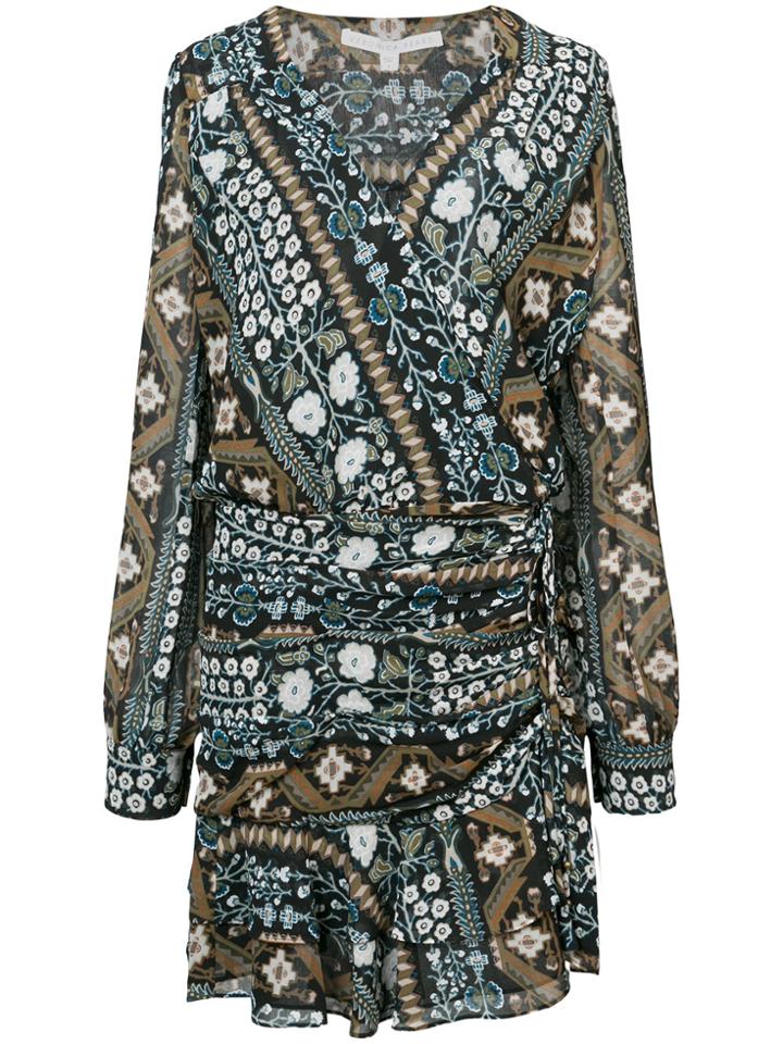 Veronica Beard Printed V-neck Dress - Black