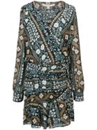 Veronica Beard Printed V-neck Dress - Black