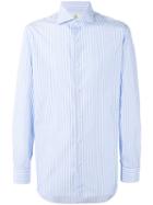 Borrelli Striped Shirt, Men's, Size: 43, Blue, Cotton