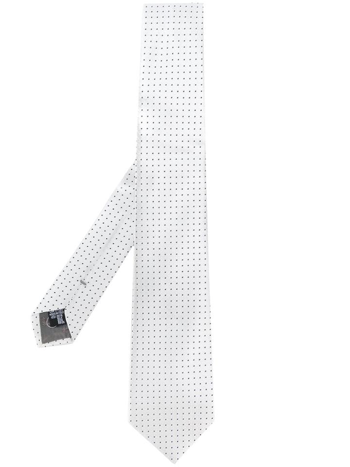 Emporio Armani Micro Dot Tie - White