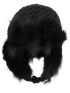 Inverni Ear Muff Beanie, Women's, Size: 57, Black, Wool/coyote Fur