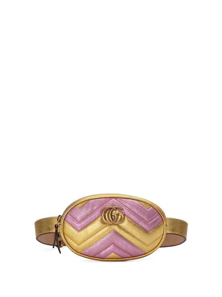 Gucci Gg Marmont Matelassé Leather Belt Bag - Gold