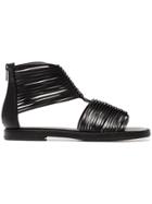 Ann Demeulemeester Black Multi Strap Leather Sandals