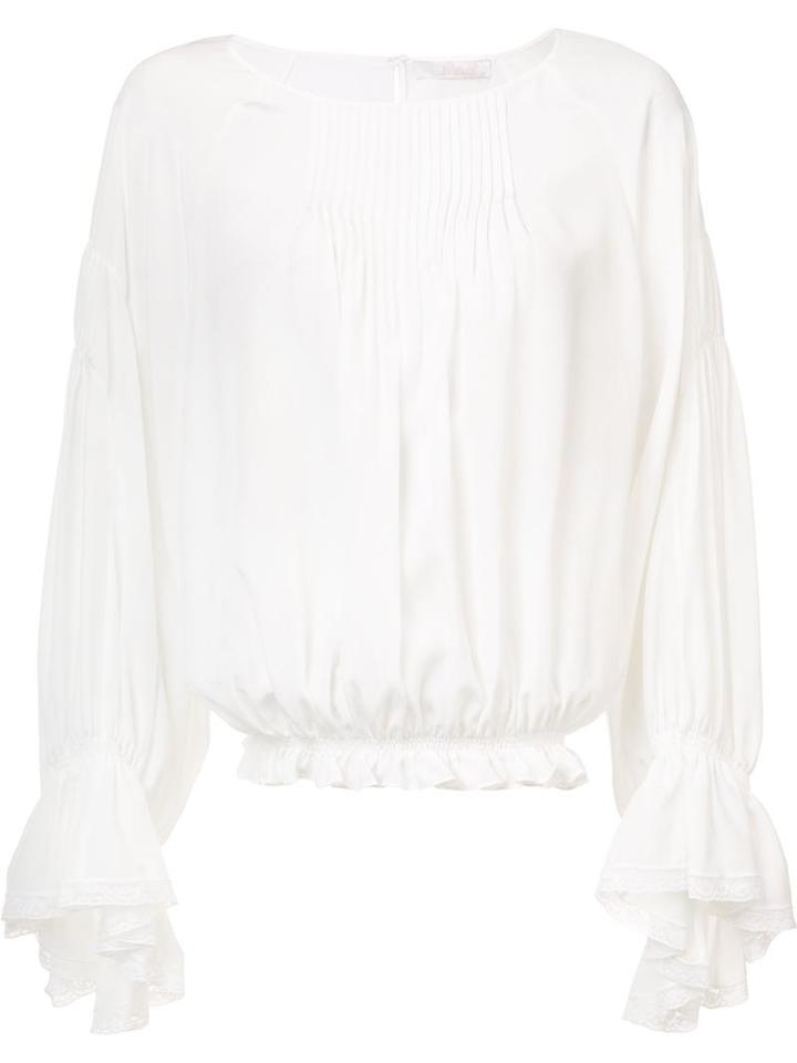 Chloé Peasant Sleeve Top, Women's, Size: 34, White, Silk