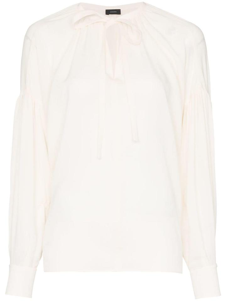 Joseph Elijah Tie Neck Silk Blouse - Neutrals
