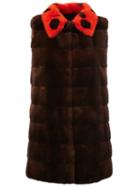 Blancha Fur Gillet, Women's, Size: 44, Brown, Cotton/viscose/goat Suede