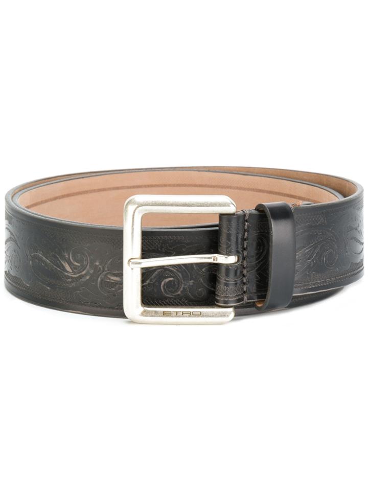 Etro Paisley Embossed Belt - Grey