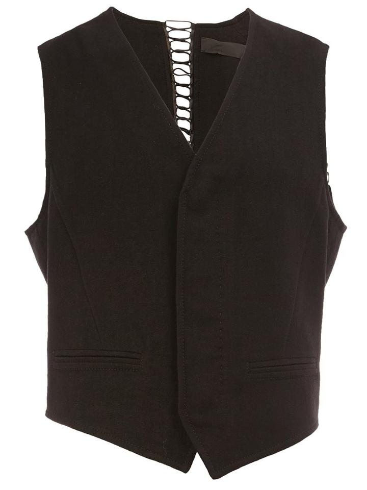 Haider Ackermann Stitch Detail Waistcoat, Men's, Size: 46, Black, Cotton/linen/flax/cashmere