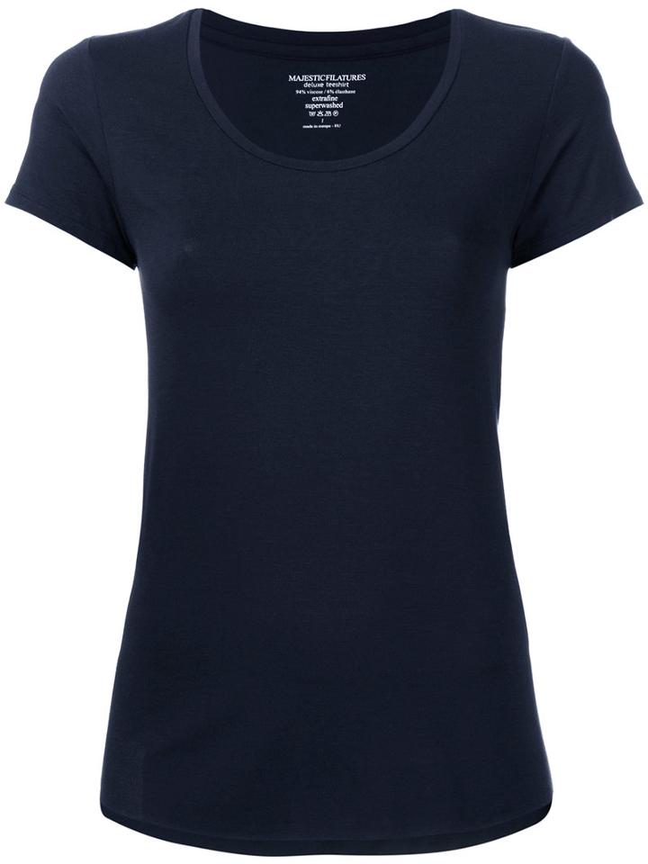 Majestic Filatures - Scoop Neck T-shirt - Women - Spandex/elastane/viscose - Iv, Women's, Blue, Spandex/elastane/viscose