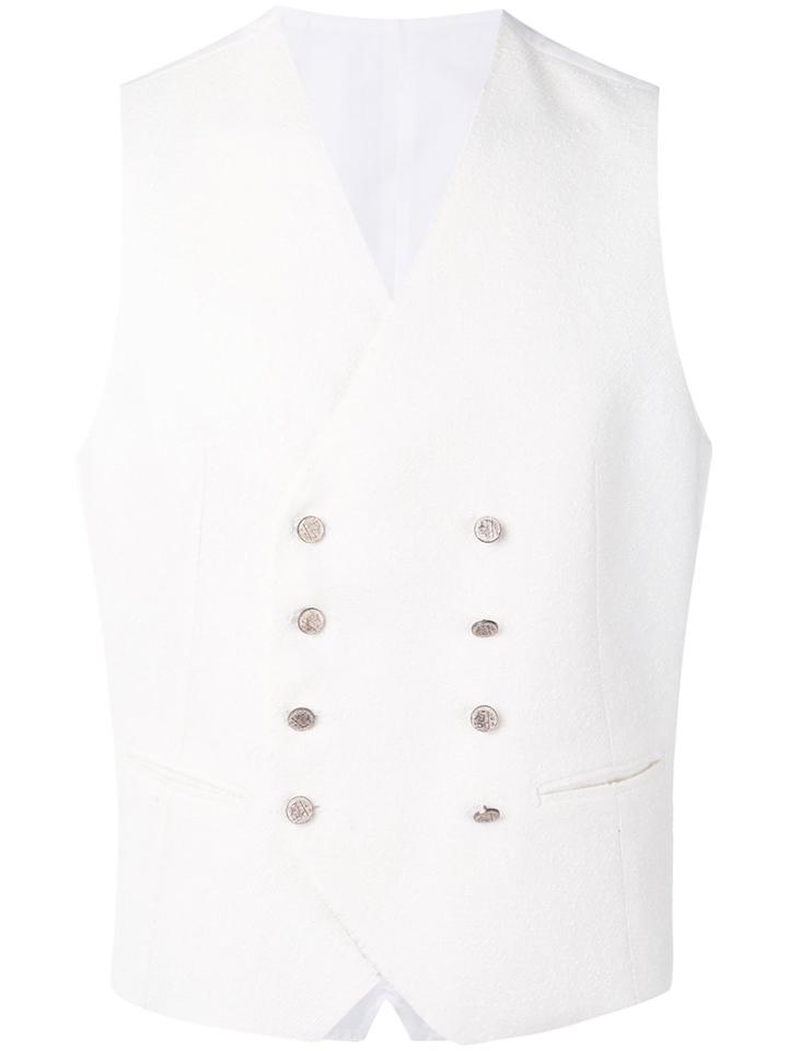 Tagliatore - Double Breasted Vest - Men - Cotton/linen/flax/polyamide/cupro - 48, White, Cotton/linen/flax/polyamide/cupro