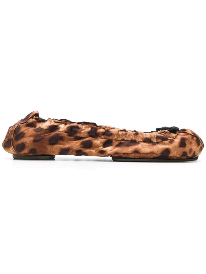 Dolce & Gabbana Leopard Print Ballerinas - Brown