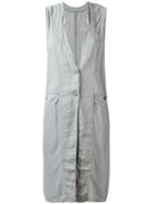 Transit - Long Sleeveless Jacket - Women - Linen/flax/viscose - 2, Grey, Linen/flax/viscose