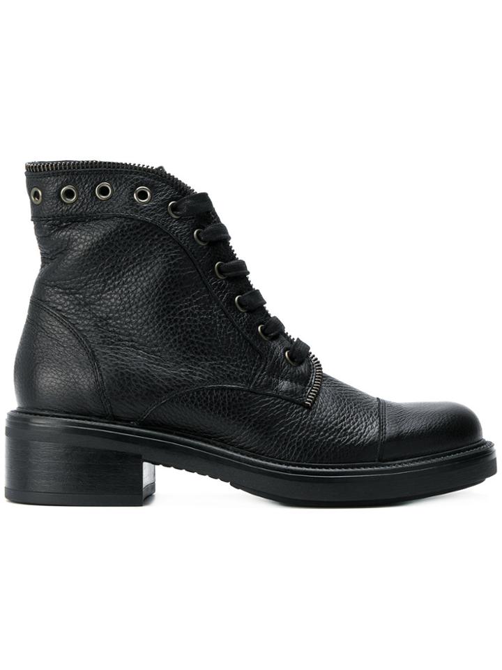 Tosca Blu Zip Detail Lace-up Boots - Black