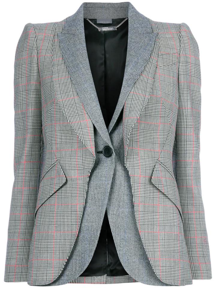 Alexander Mcqueen Prince Of Wales Double Layer Blazer - Black