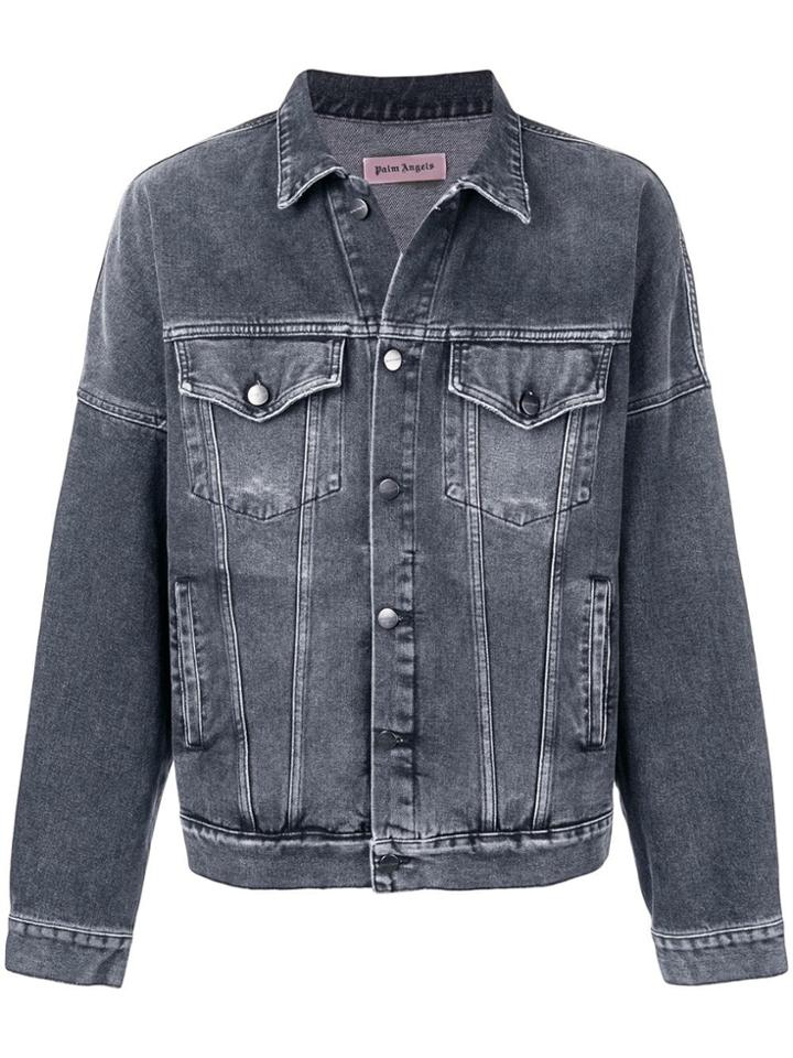Palm Angels Back Logo Denim Jacket - Black