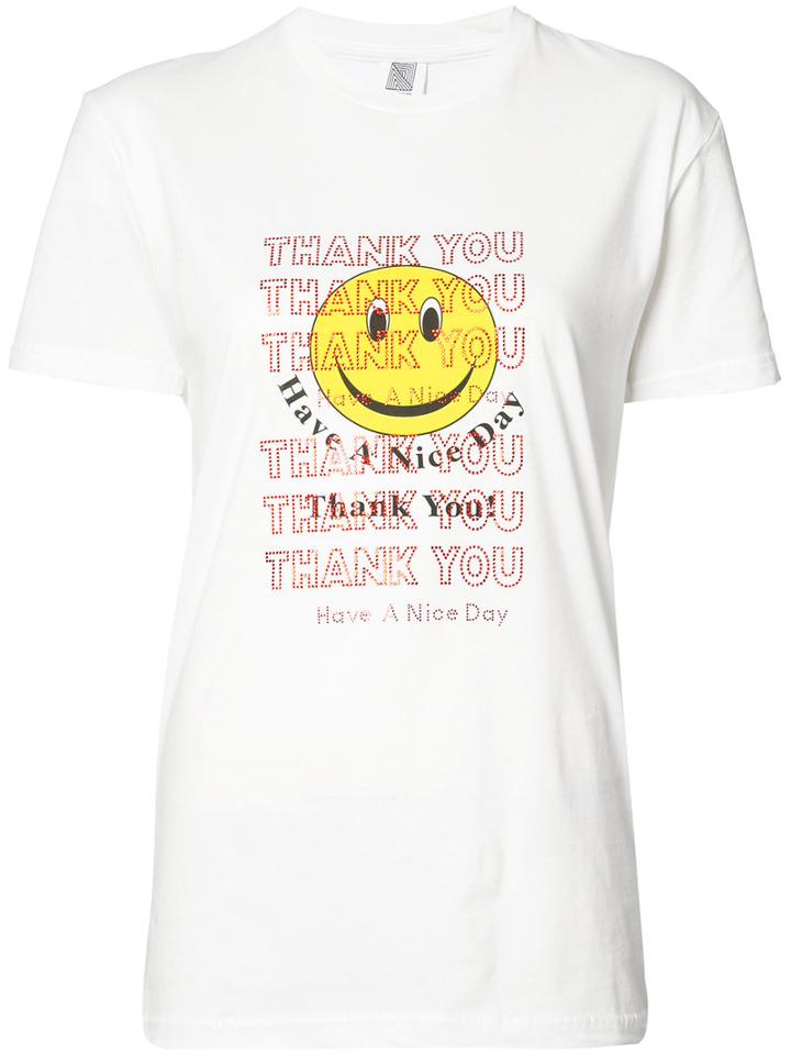 Rosie Assoulin - 'thank You Smiley Face' T-shirt - Women - Cotton - S, White, Cotton