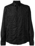 Les Hommes Pleated Chest Formal Shirt - Black