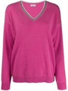 Brunello Cucinelli Cashmere V-neck Pullover - Pink