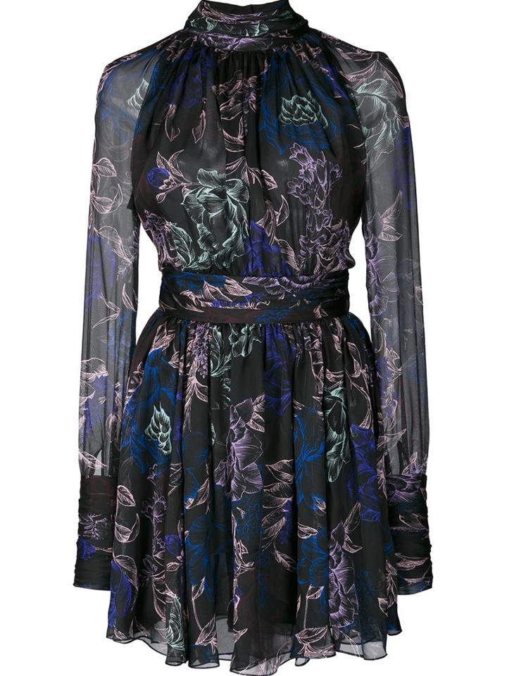 Emanuel Ungaro Floral Chiffon Dress, Women's, Size: 38, Black, Silk